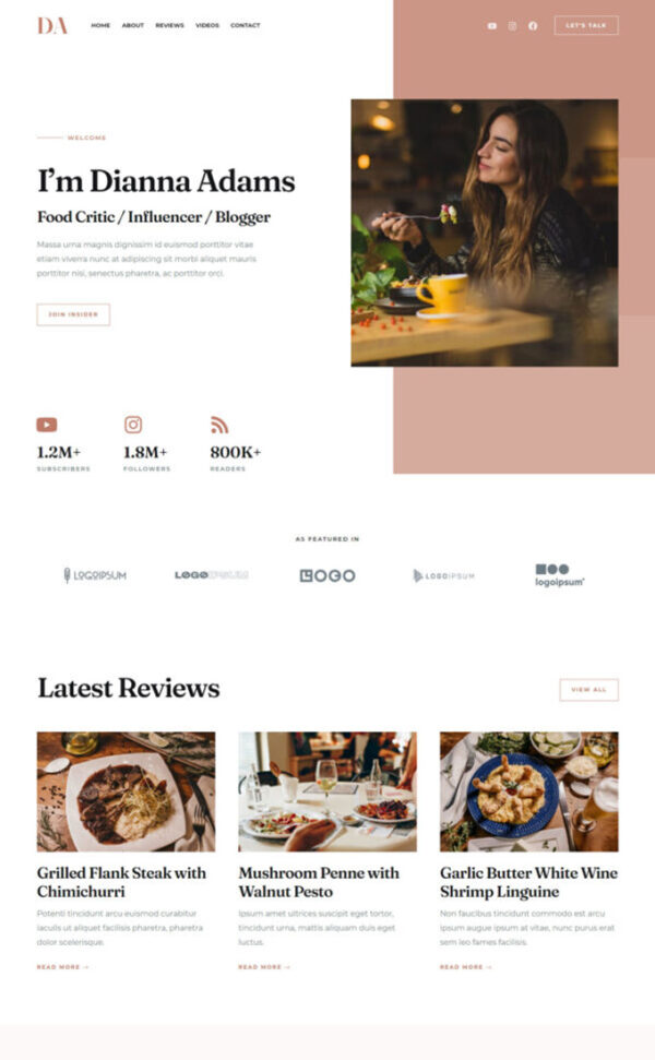 Ever Cool Media Website - Food Blogger 02 Homepage